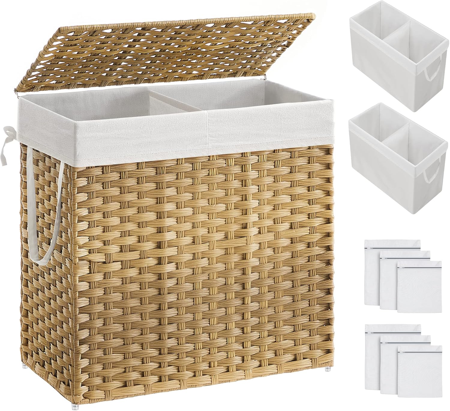 SONGMICS Laundry Hamper with Lid and 2 Removable Liners