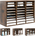 Mail Organizer Countertop 27 Slots Wooden Desk File Sorter Rustic