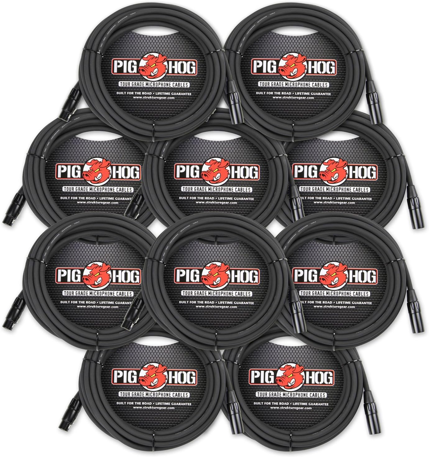 Strukture Pig Hog PHM20 10 Pack 8mm Microphone XLR Mic Cable