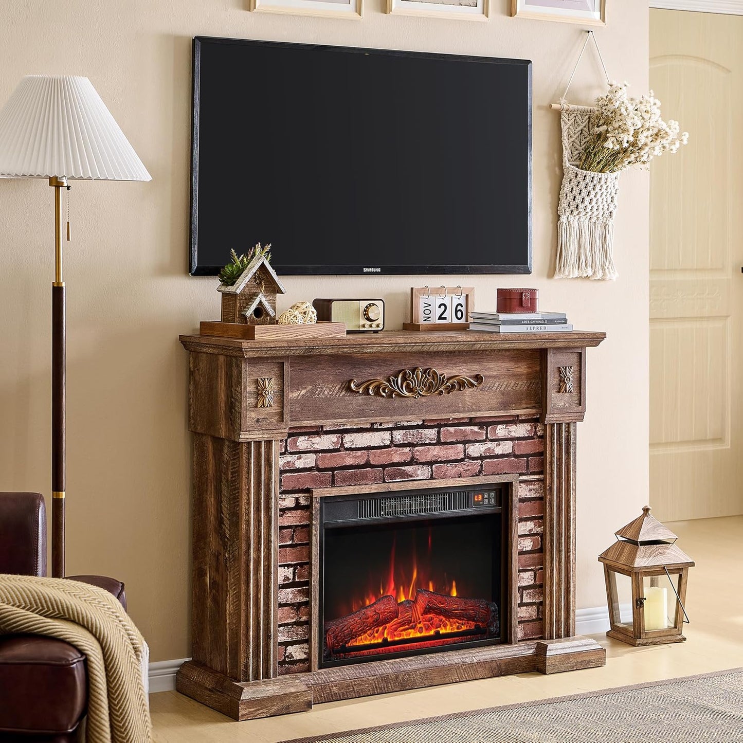 43 Electric Fireplace TV Stand with Adjustable Flame - Cozy Living Room Essential
