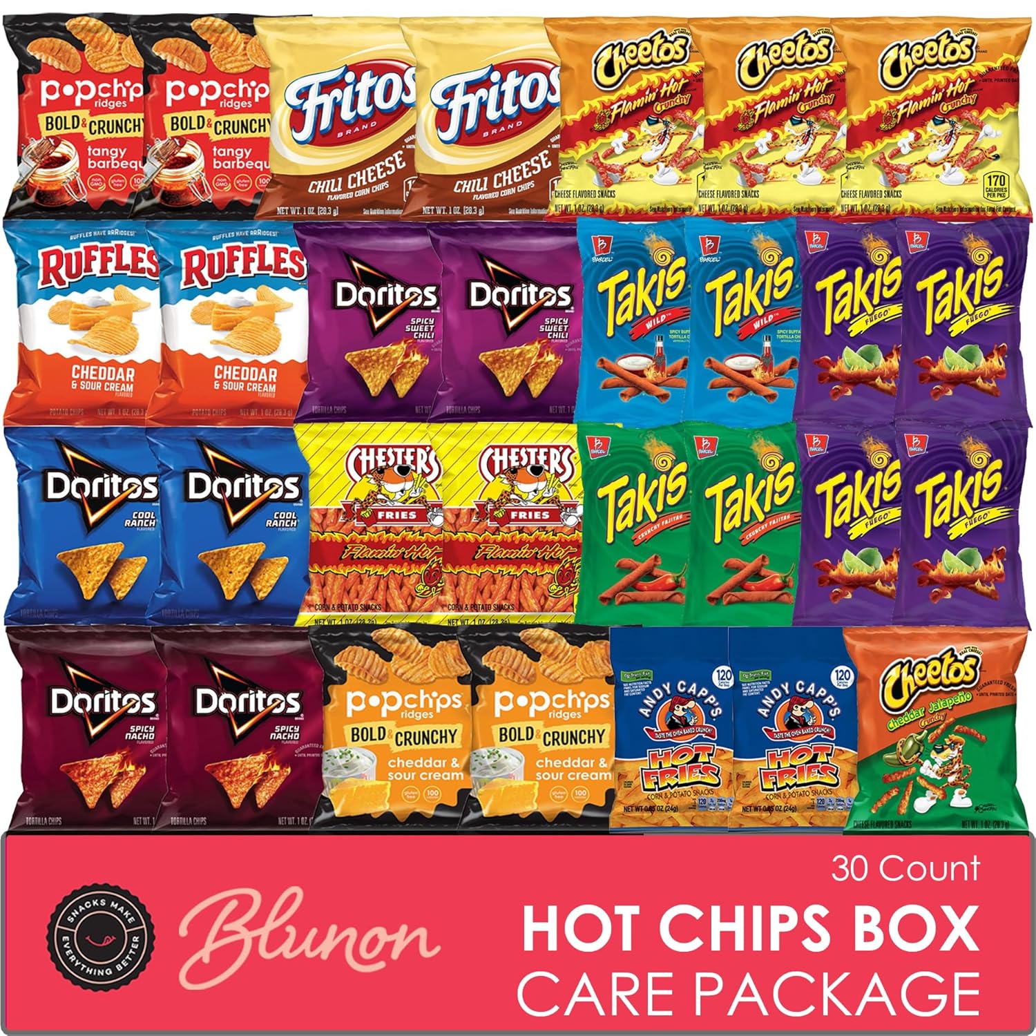 Hot Chips Snacks Variety Pack - Fiery Spicy Snack Bag Care Package