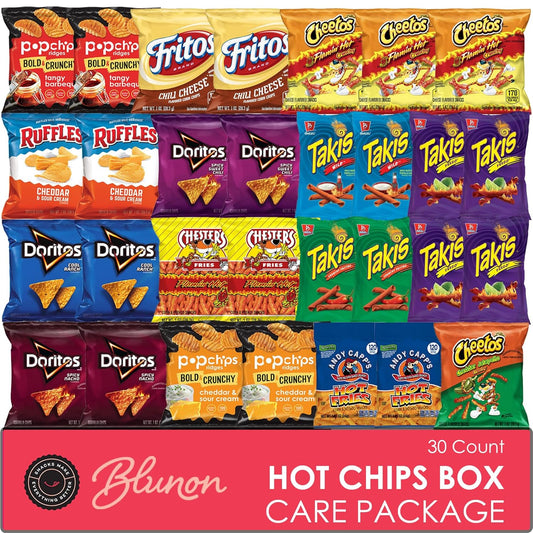 Hot Chips Snacks Variety Pack - Fiery Spicy Snack Bag Care Package