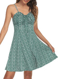 Spaghetti Strap Floral Mini Dress - Flattering Ruched Sundress Missufe
