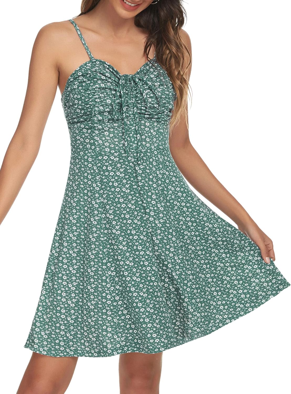 Missufe Floral Mini Dress with Spaghetti Straps for Summer Fun