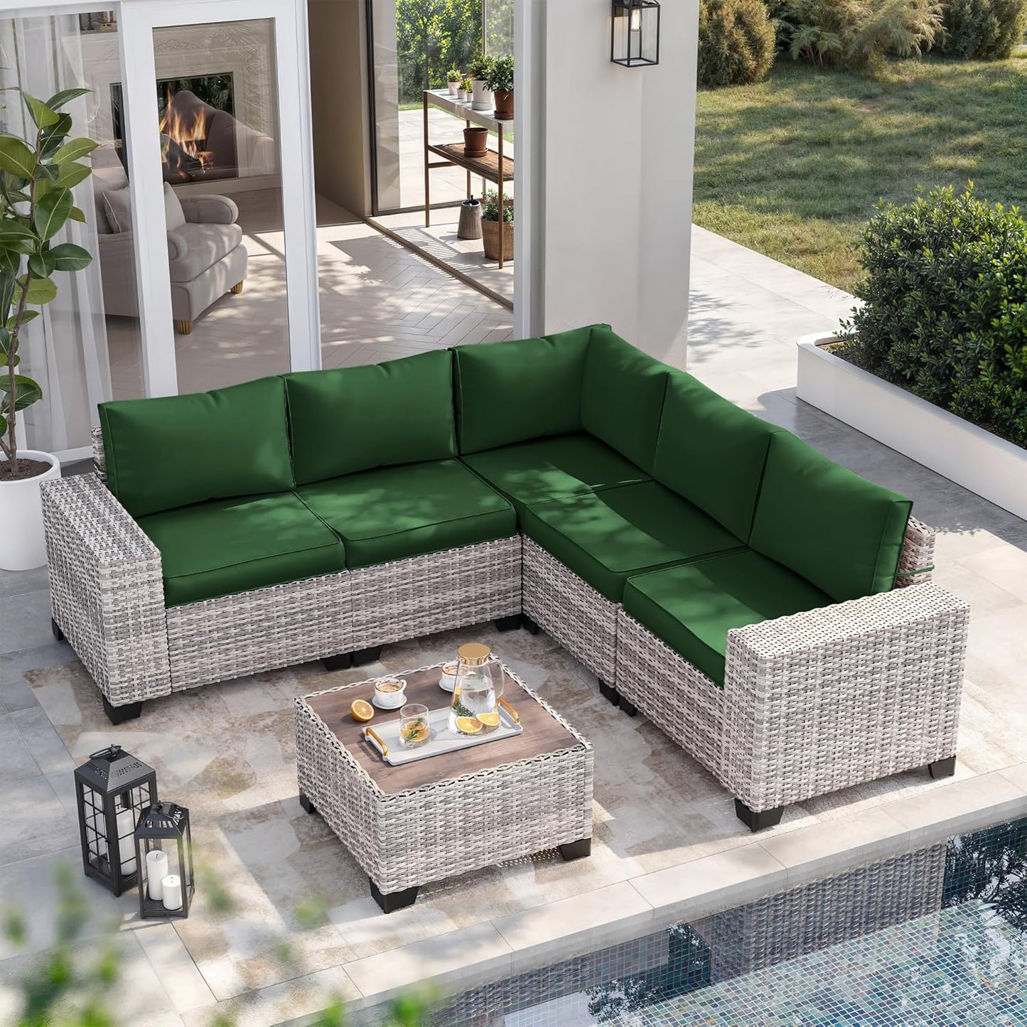 6-Piece Outdoor Patio Furniture Set for Garden and Poolside