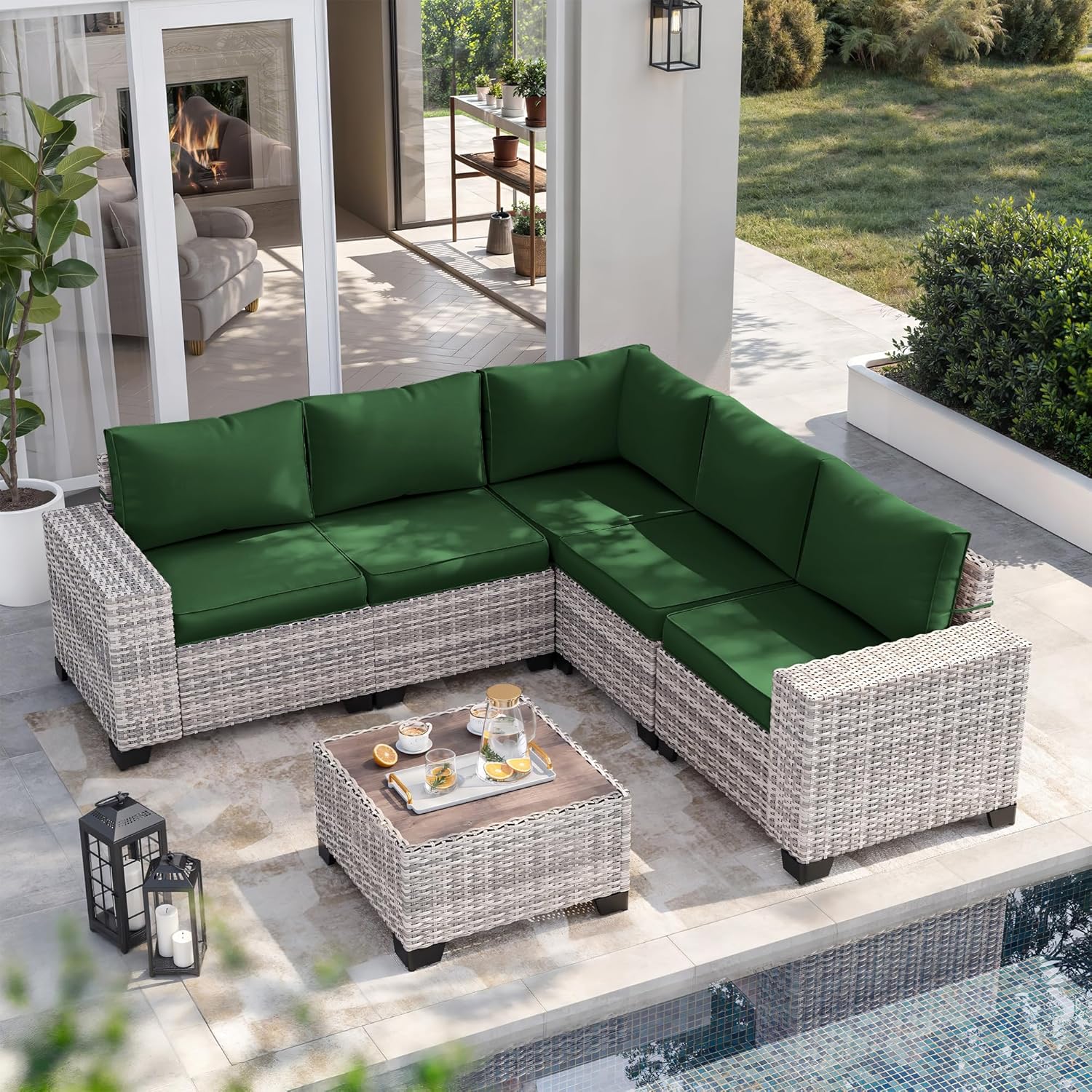 6-Piece Outdoor Patio Furniture Set for Garden and Poolside