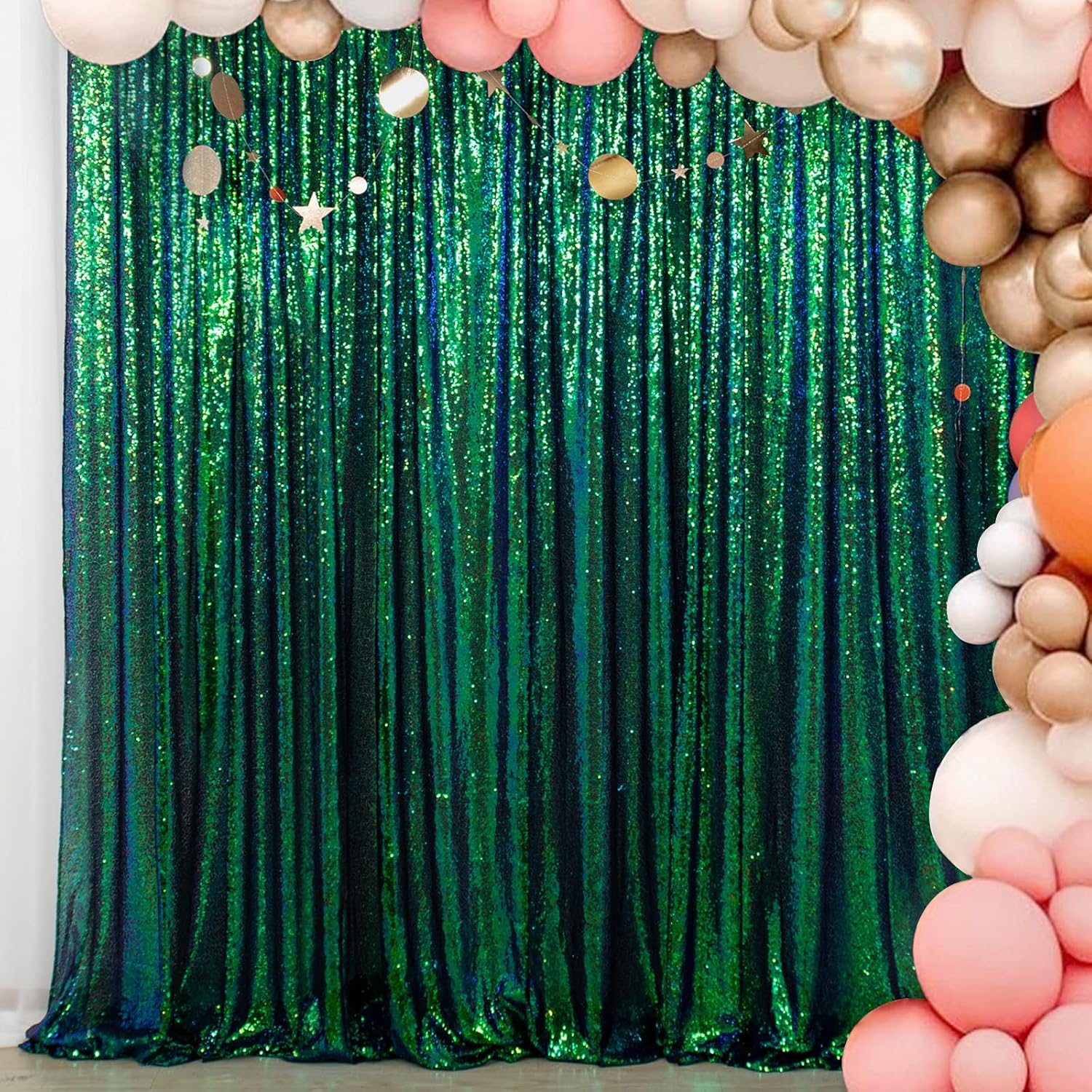 Iridescent Green Sequin Backdrop for Stunning Events and Photos