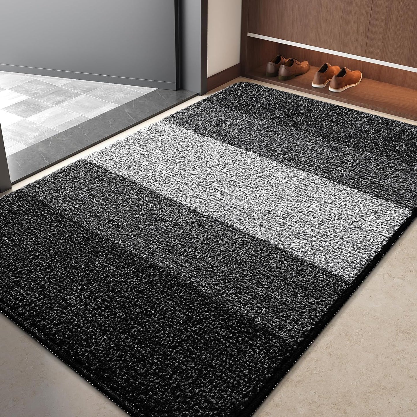 Kitinjoy Indoor Outdoor Door Mat - Non-Slip Absorbent Dirt Trapper