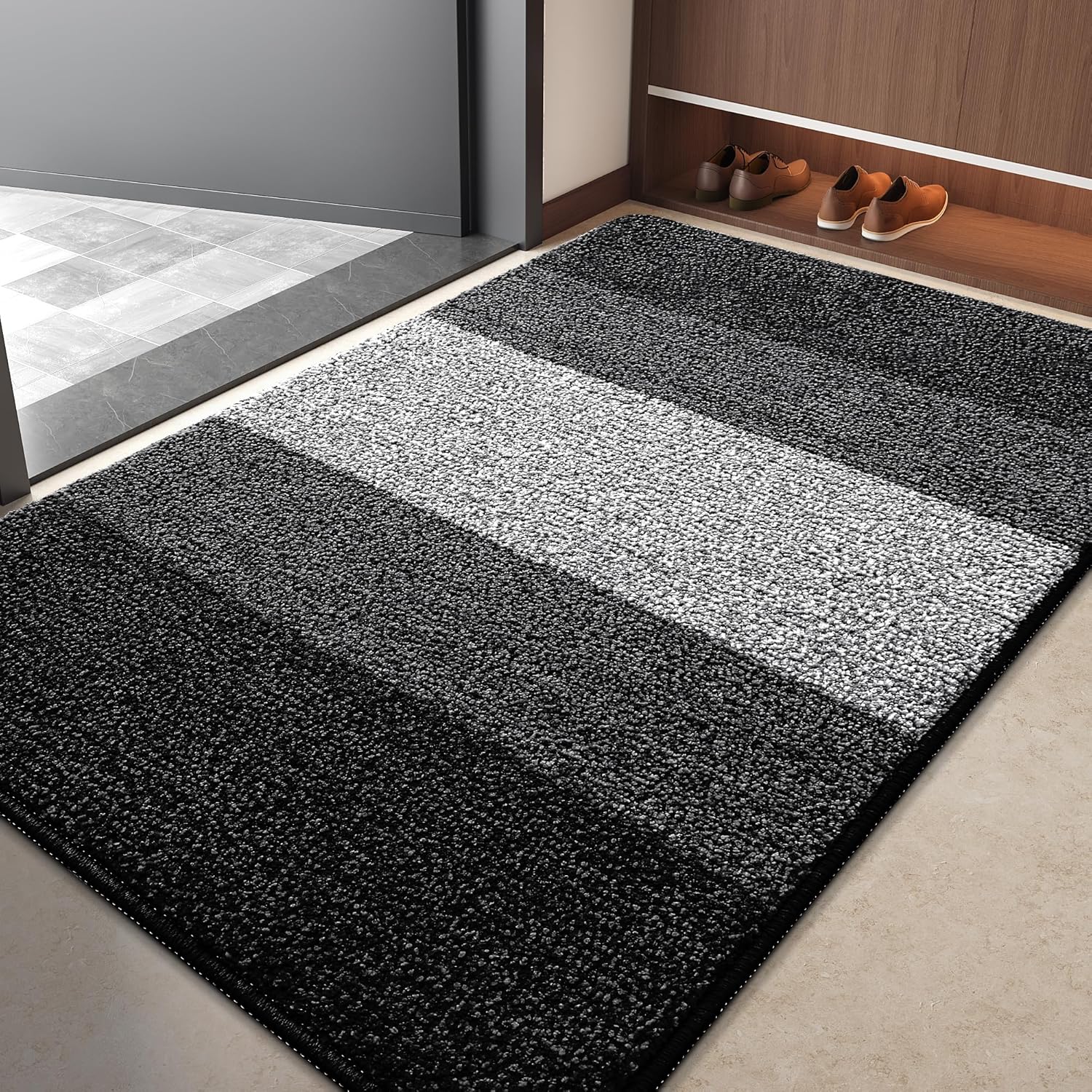 Kitinjoy Indoor Outdoor Door Mat - Non-Slip Absorbent Dirt Trapper