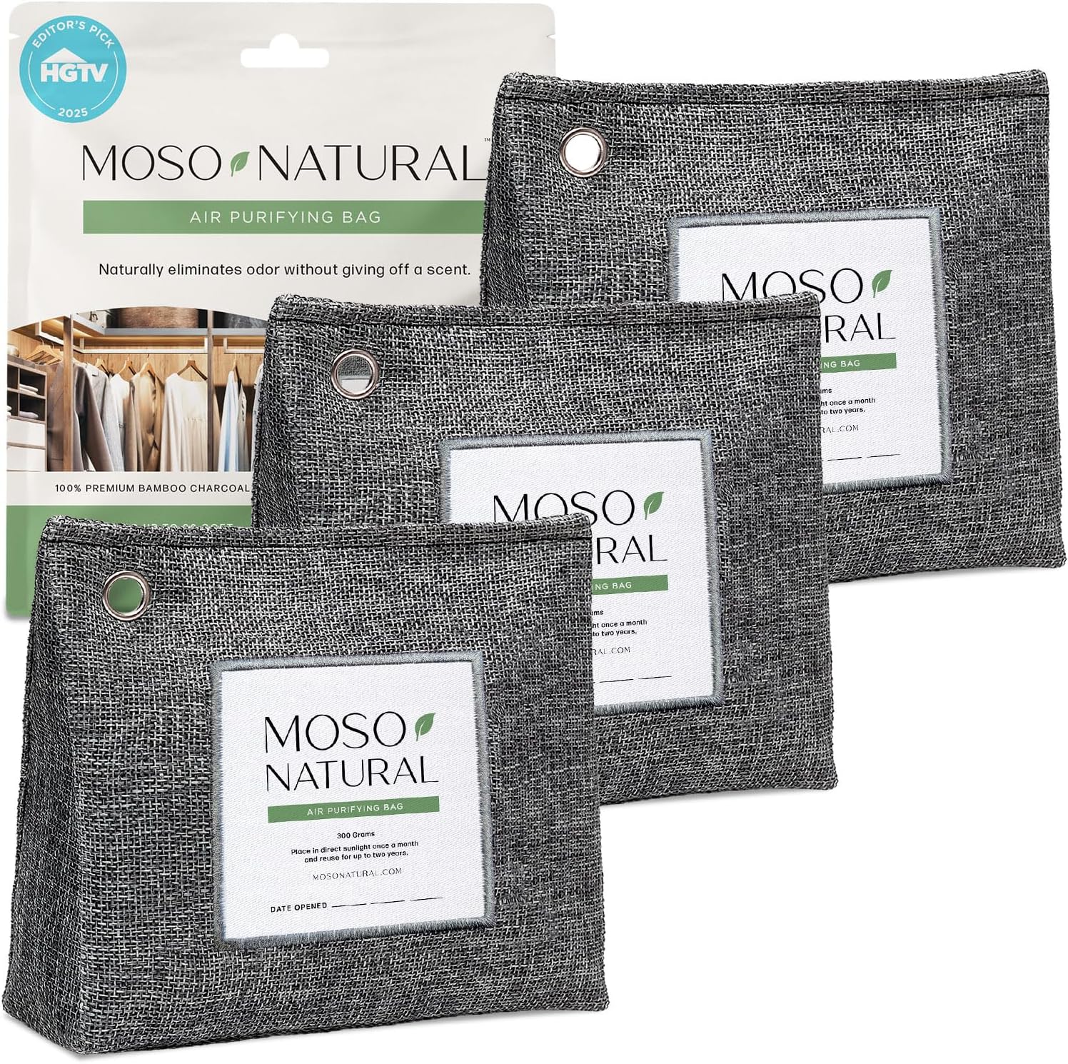 Moso Natural Air Purifying Bag 300g for Home & Pet Odor Control