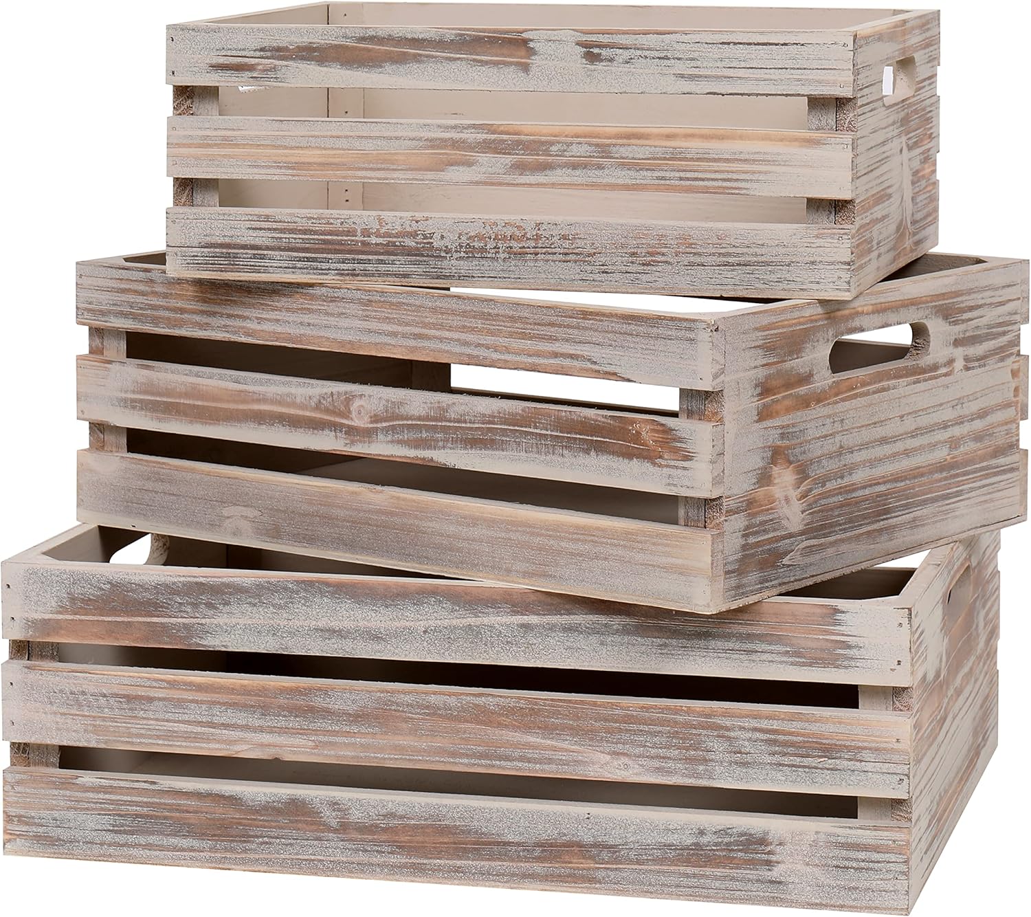 Large Size Wood Crates for Storage and Display - Rustic Walnut