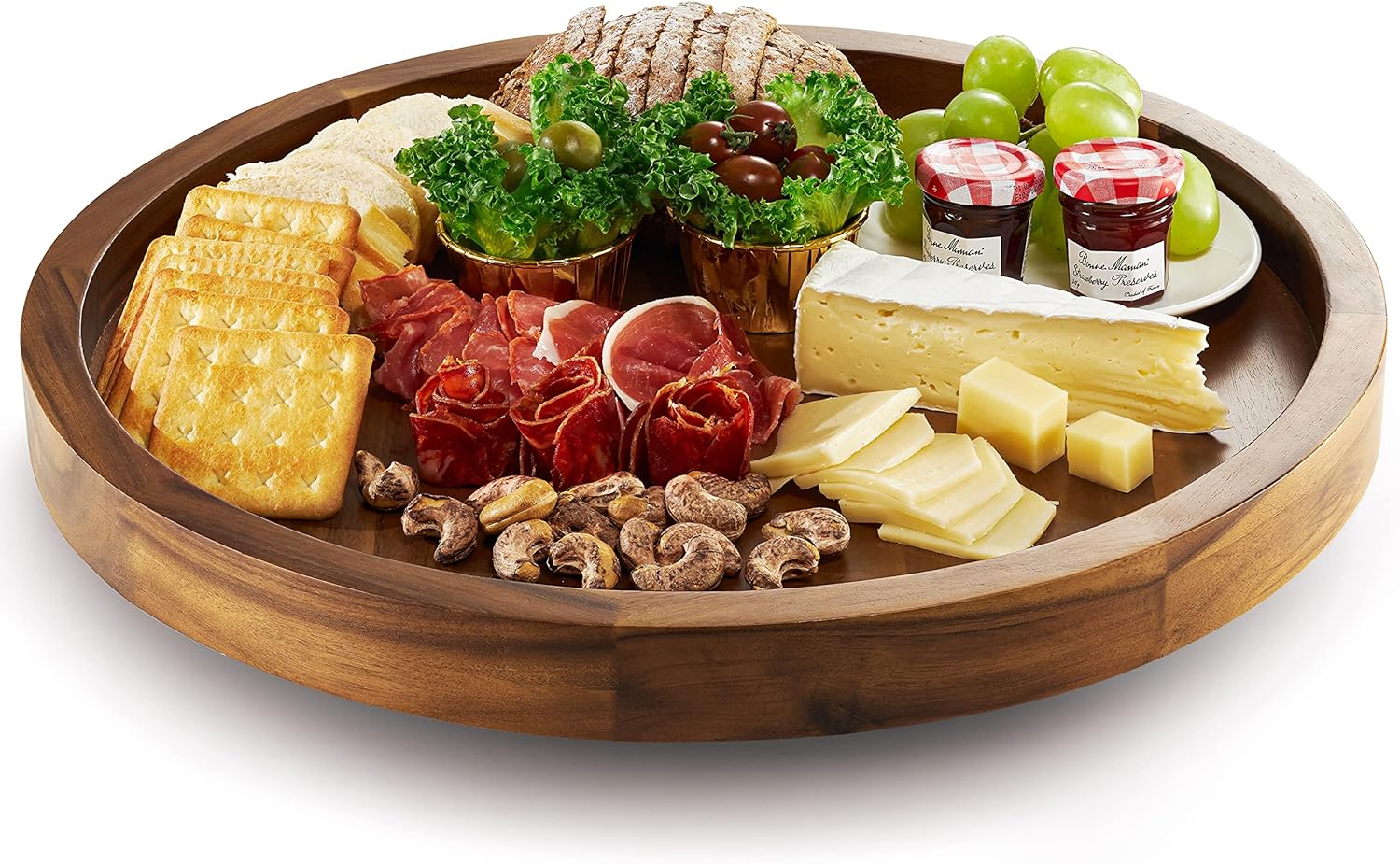 18 in Acacia Wood Lazy Susan for Charcuterie Boards and More