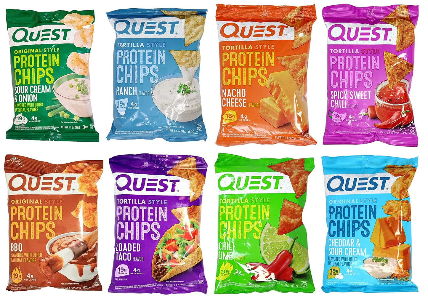Niro Assortment of Quest Tortilla Style Protein Chips - 8 Flavors