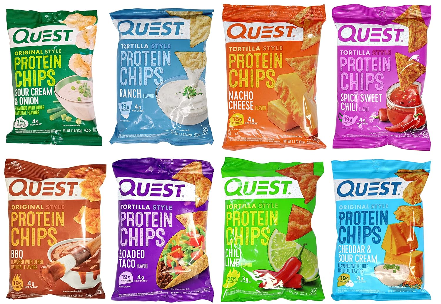 Niro Assortment of Quest Tortilla Style Protein Chips - 8 Flavors