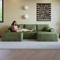 108 in Green Modular Sectional Sofa with Right Chaise - Deep Seat