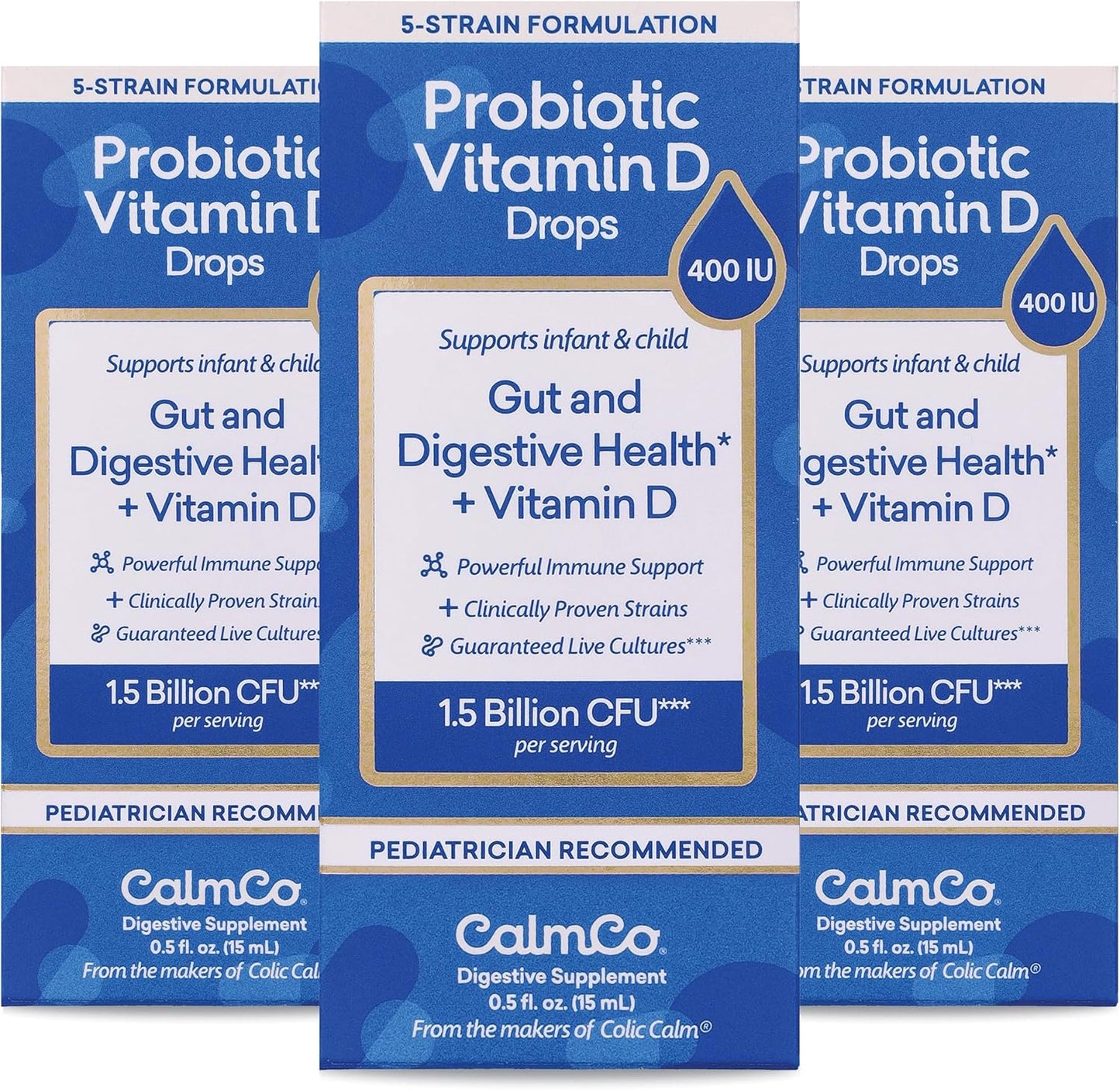 CalmCo Probiotic Vitamin D Drops for Infant Gut Health Support