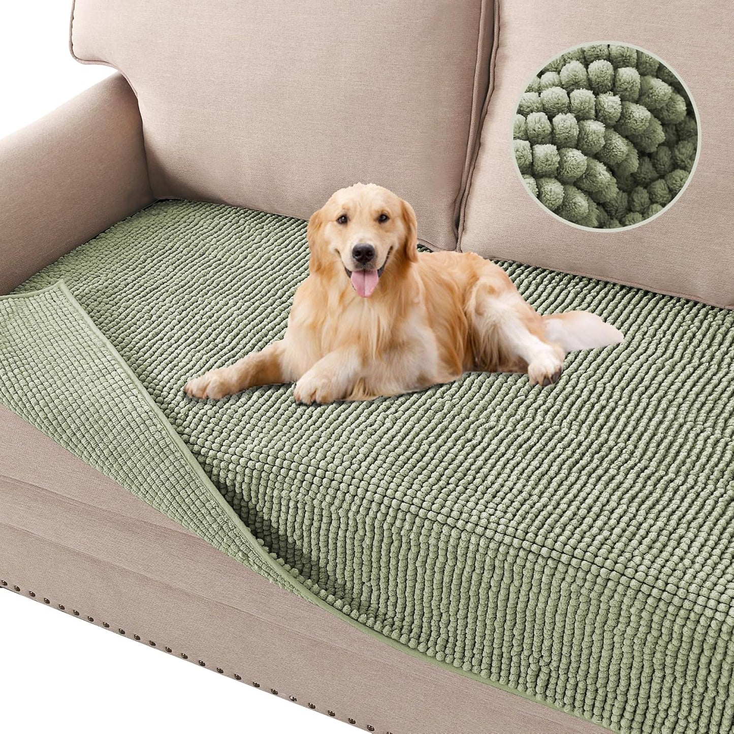 H.VERSAILTEX Plush Chenille Dog Bed Cover for 3 Cushion Couch