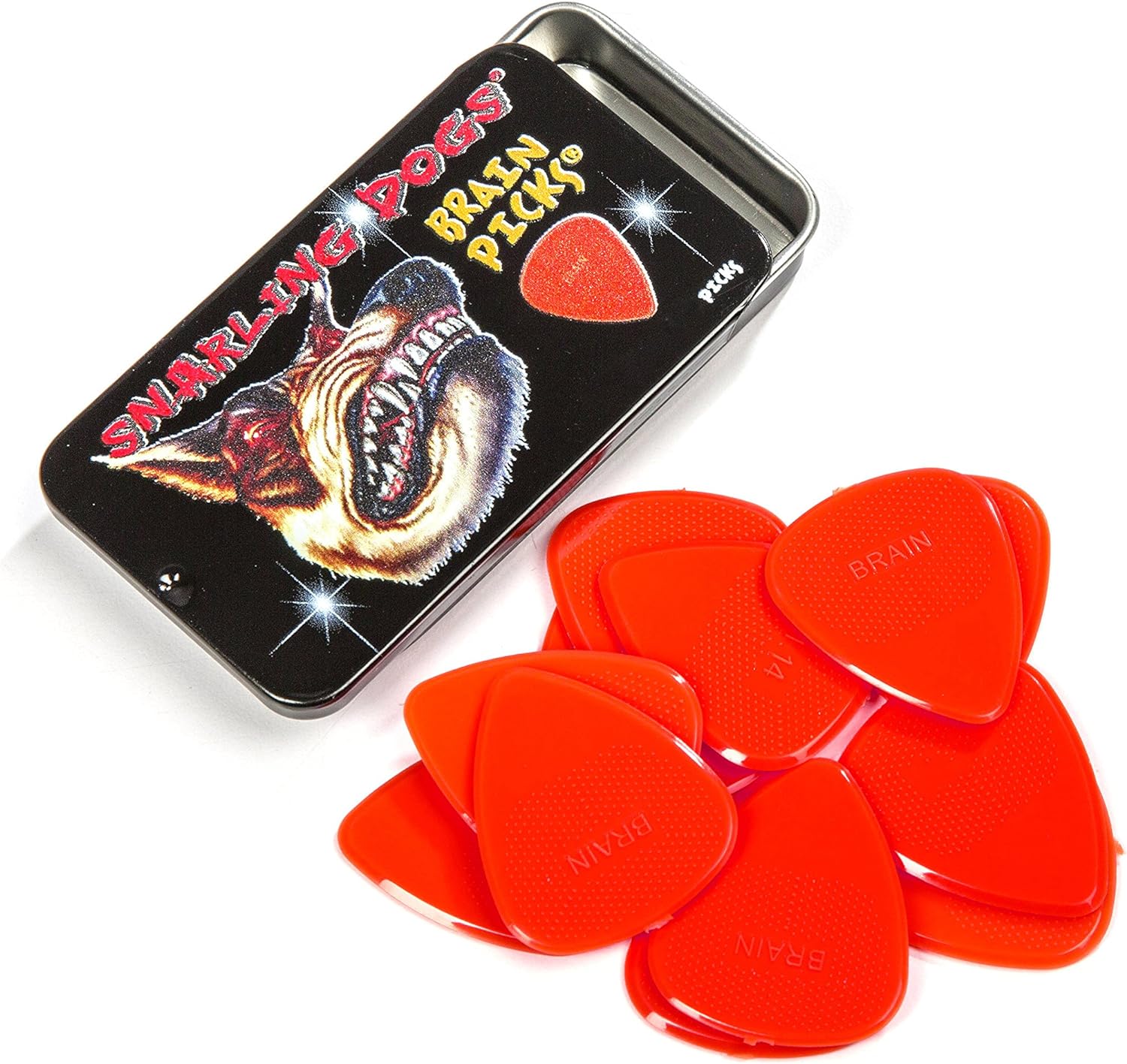 Snarling Dogs Brain Guitar Picks Set - Red Nylon, 0.73mm