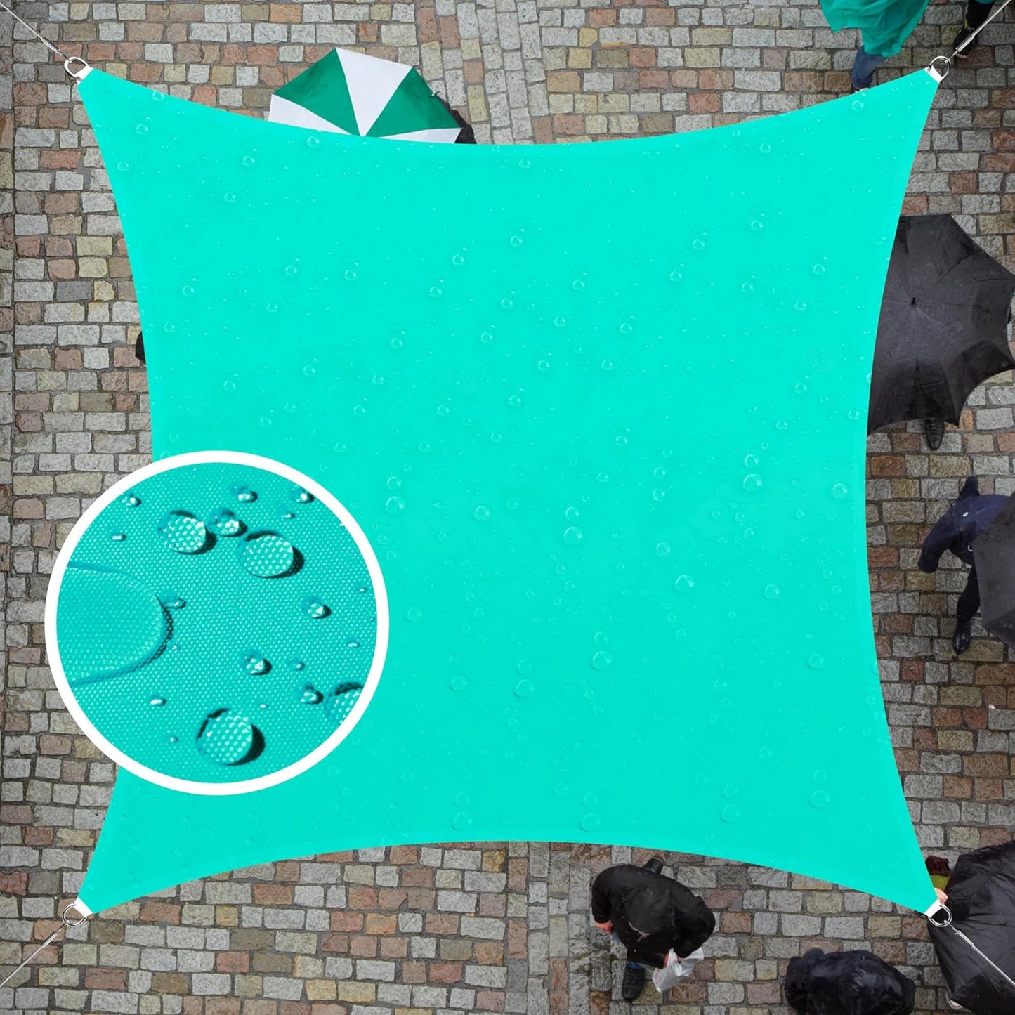 Custom Size 8ft x 8ft Turquoise Waterproof Sun Shade Sail Canopy