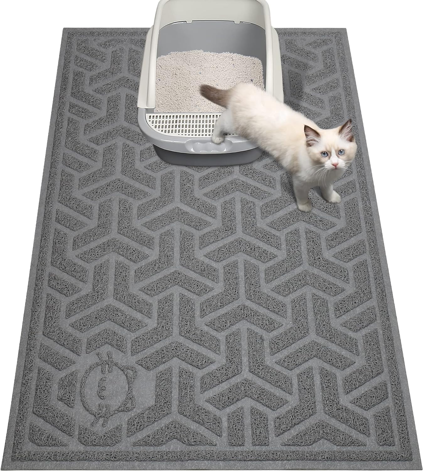 UPSKY Large Cat Litter Mat - Soft on Paws, Waterproof, Scatter Control