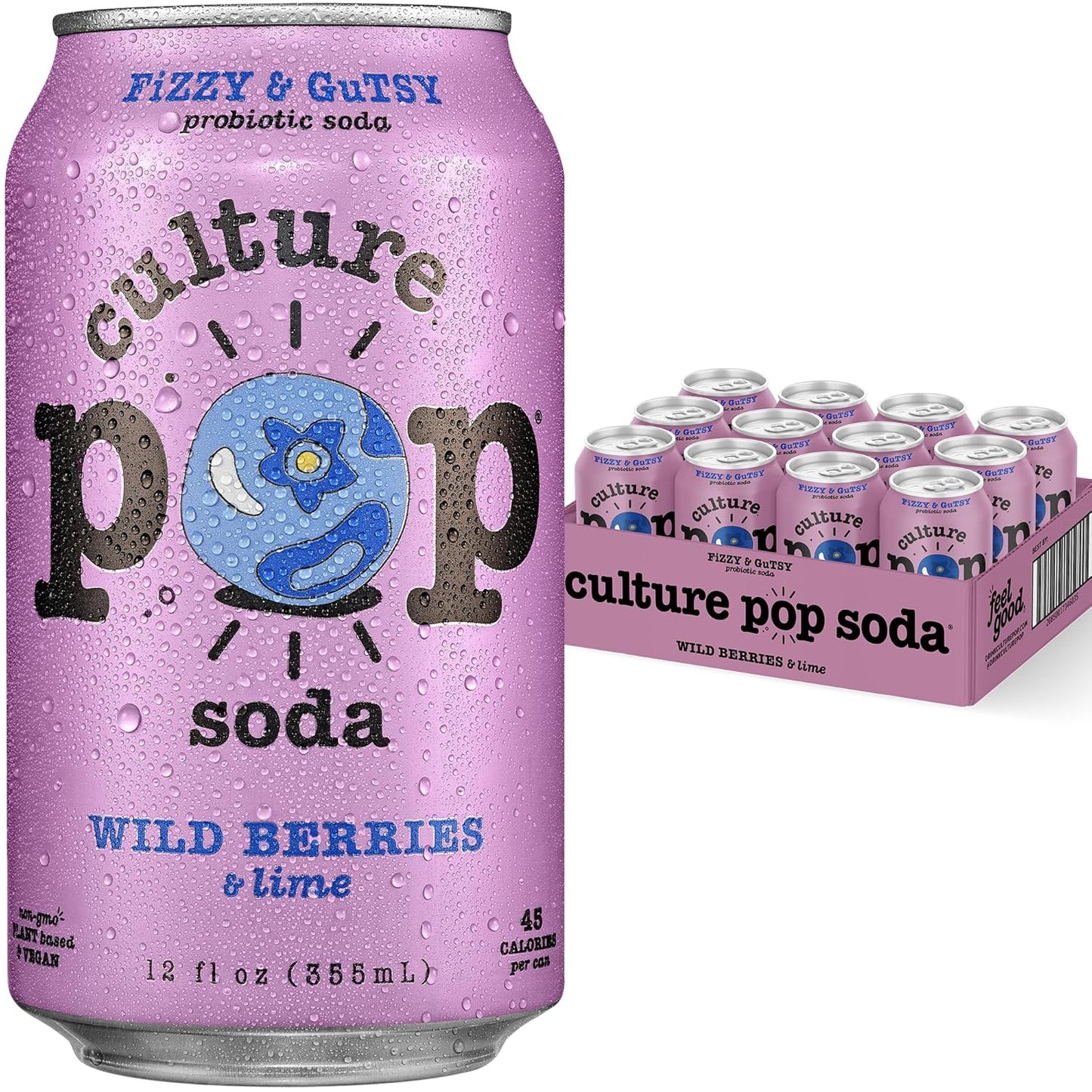 Culture Pop Wild Berries & Lime Probiotic Low Sugar Soda