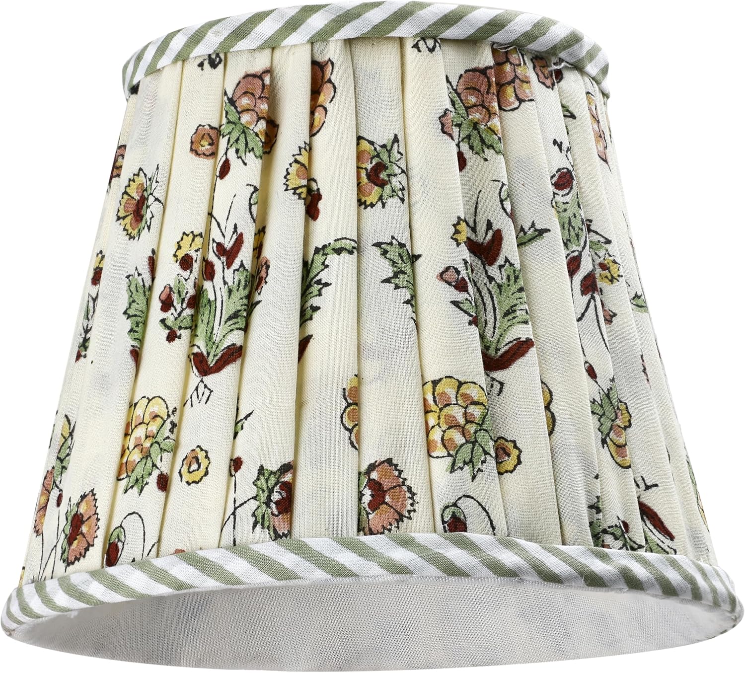 Ridhi Pleated Block Print Lamp Shade in Jasmine Yellow Floral
