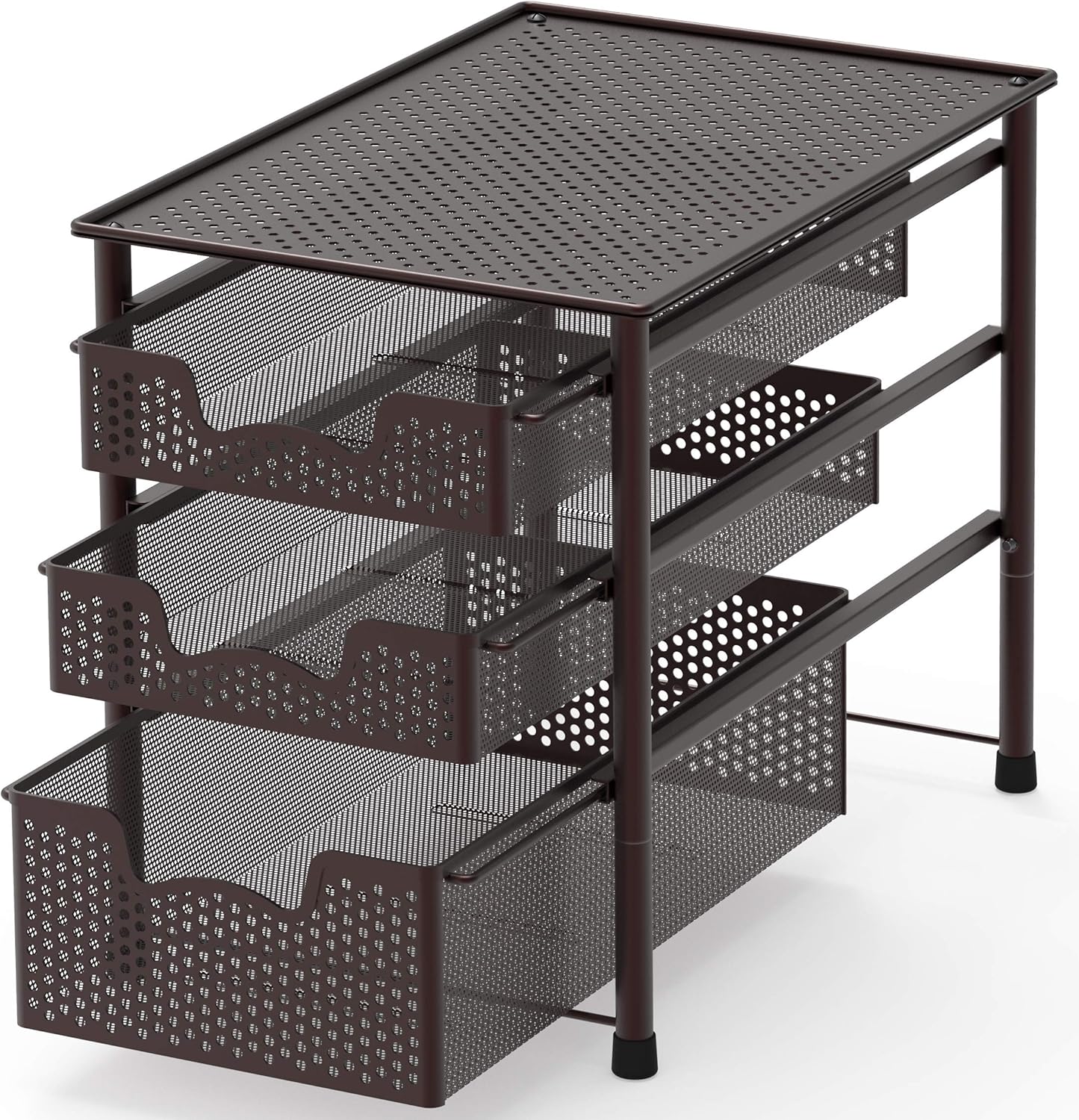Stackable 3 Tier Sliding Basket Organizer for Space Saving