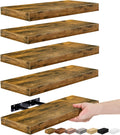 Floating Shelves for Wall - 5 Pack Rustic Brown Floating Shelf Set