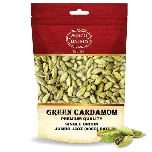 Spicy World Whole Green Cardamom Pods - Aromatic Spice 14oz