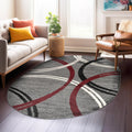 Rugshop Modern Wavy Circles Oval Rug, Red 5ft x 7ft - Soft