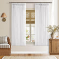 Semi Sheer Curtains 63 in Length 2 Panel Set - Pinch Pleat Linen