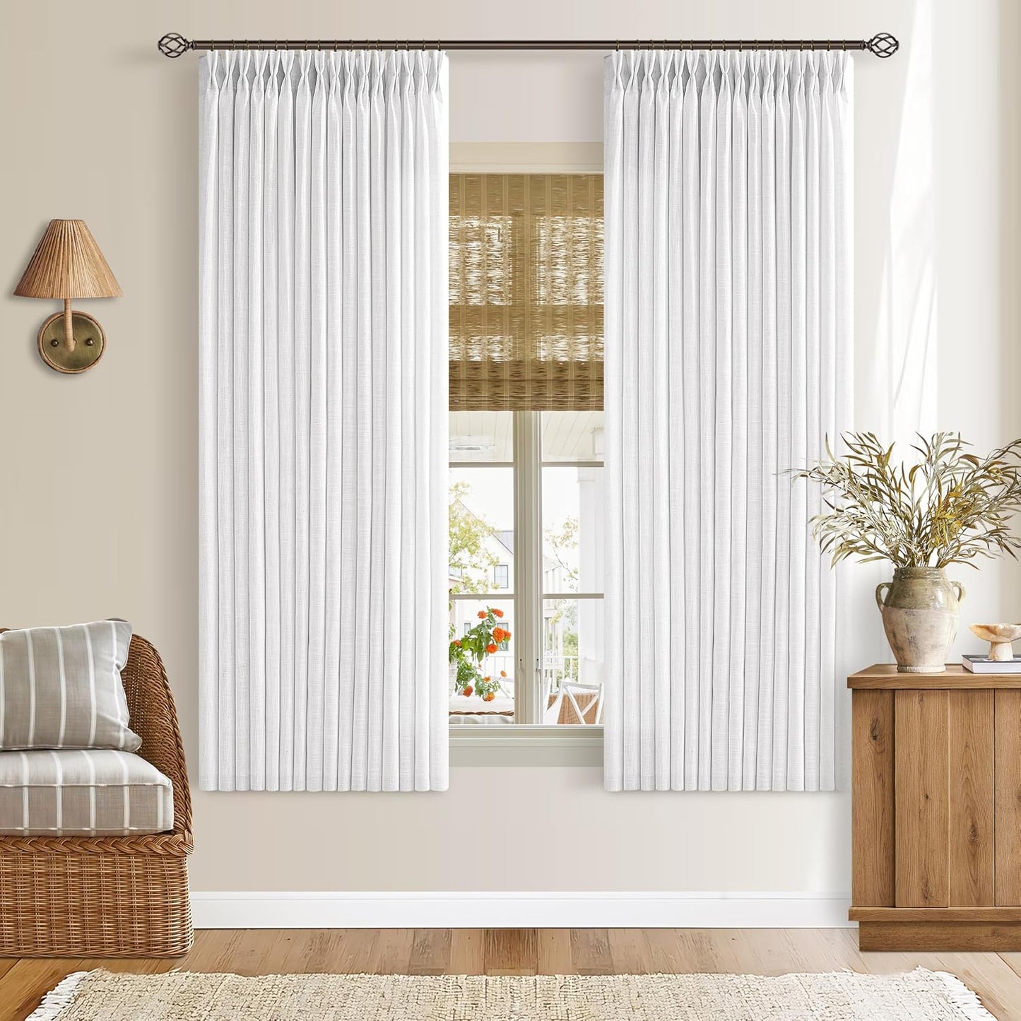 Semi Sheer Curtains 63 Inch Length for Kitchen Dining Windows