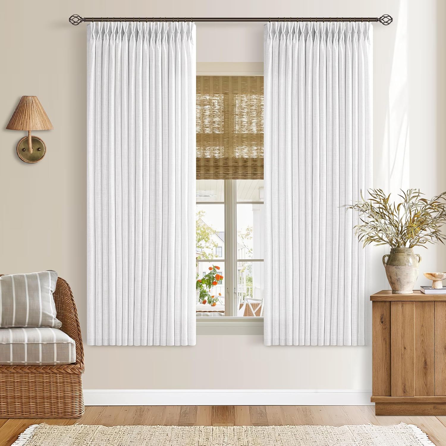 Semi Sheer Curtains 63 Inch Length for Kitchen Dining Windows