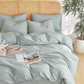 Wake In Cloud Striped Cotton Duvet Cover Set, Queen - Ticking Stripe