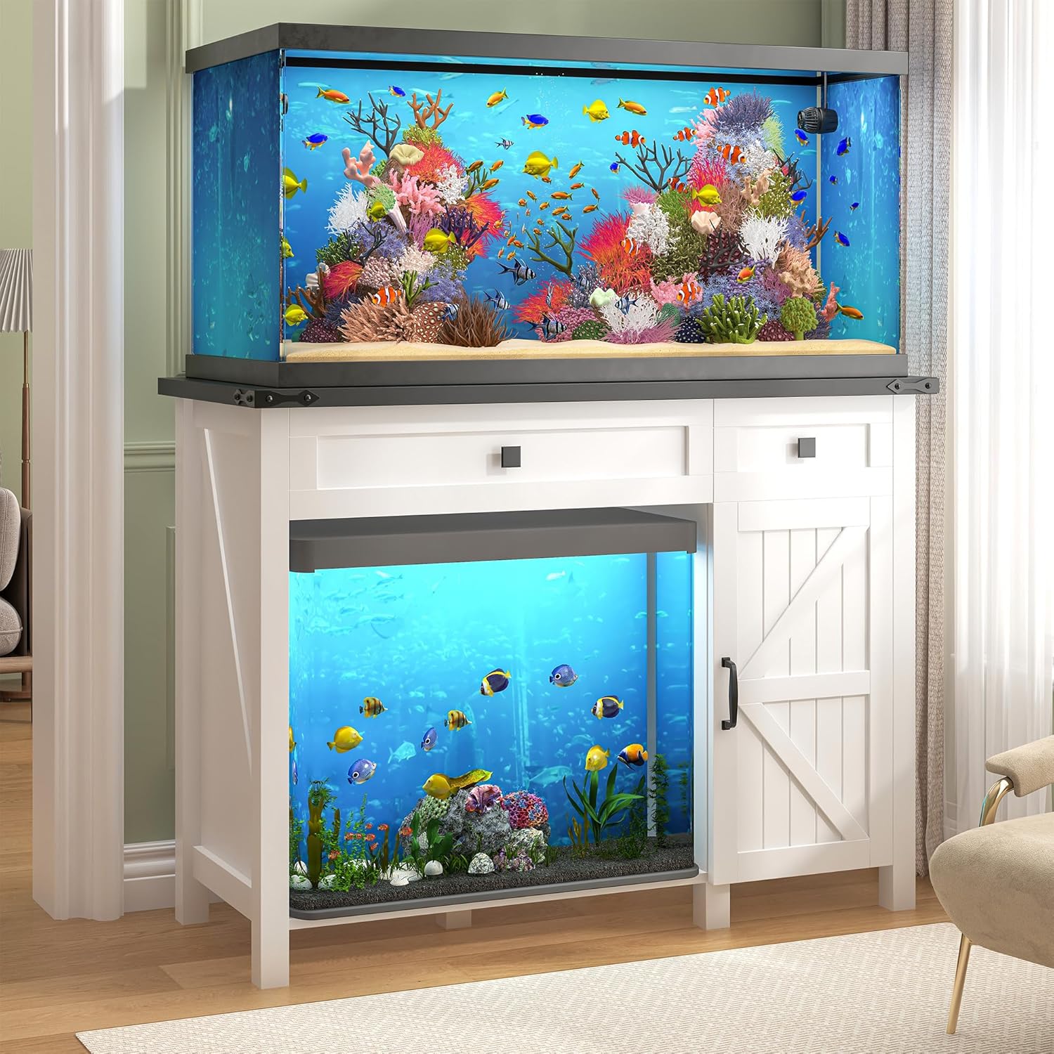40 Gallon Aquarium Stand with Charging Station for Fish Tanks