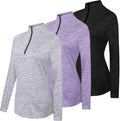 Womens Dry-Fit 3-Pack Quarter Zip & Full Zip Workout Jackets Sweaters