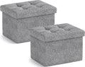 Small Foldable Linen Storage Ottoman Set of 2 - Gray 12 x 16 x 12