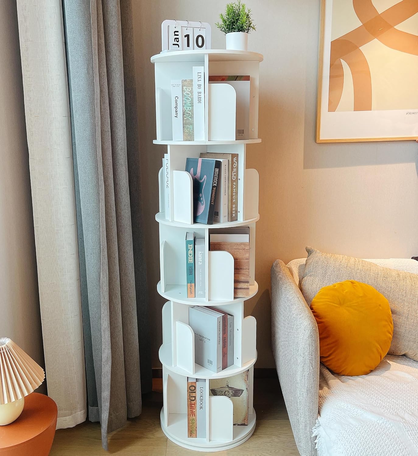 Heehee Wooden Rotating Bookshelf 360 Display for Kids and Adults