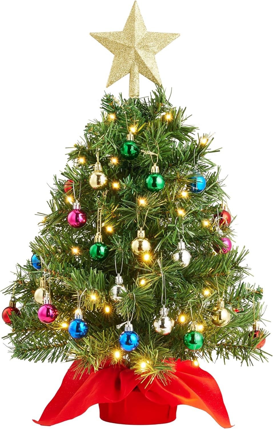 Mini Christmas Tree Tabletop Set with LED Lights for DIY Decor