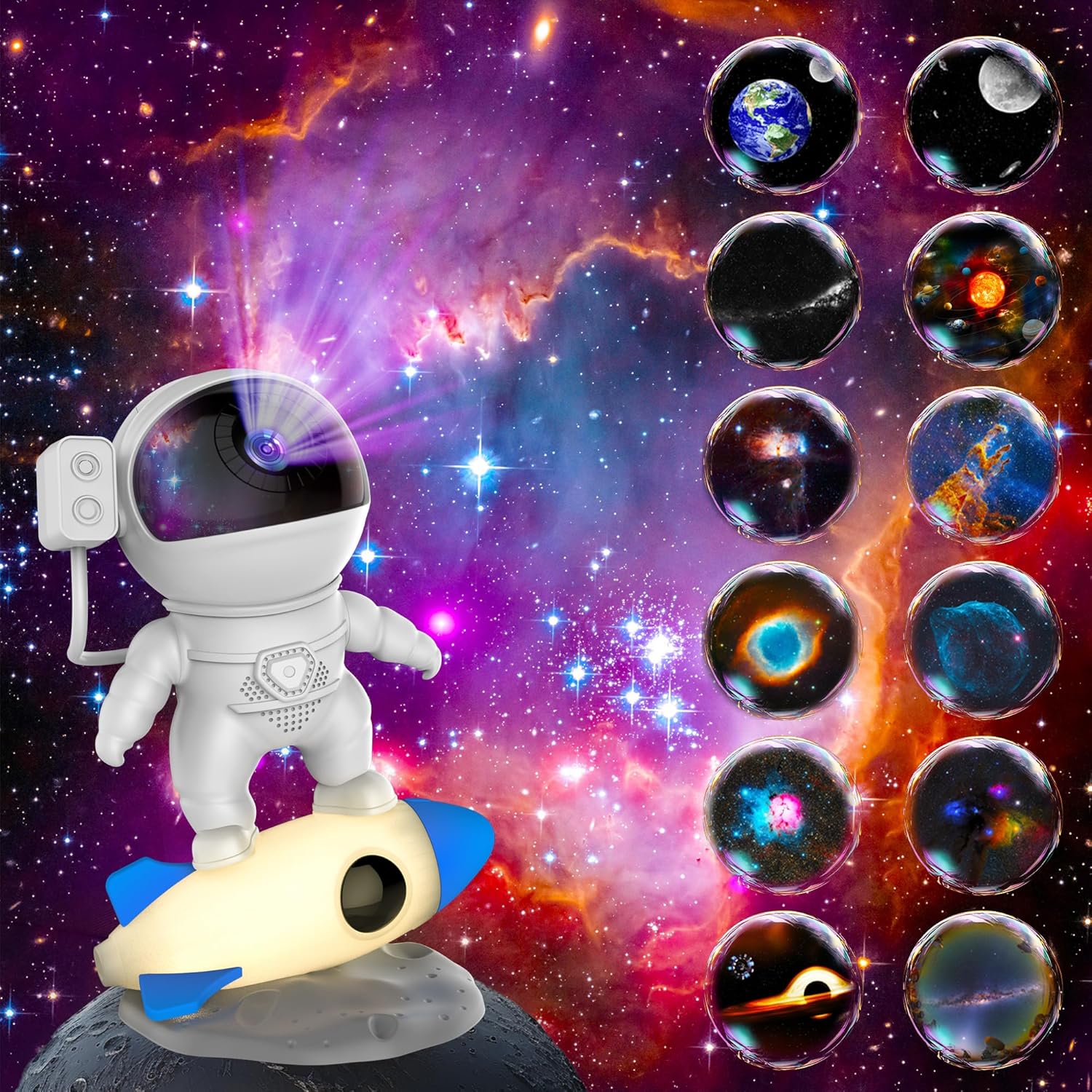 FlyEagle Galaxy Projector: HD Starlight with Rocket Night Light