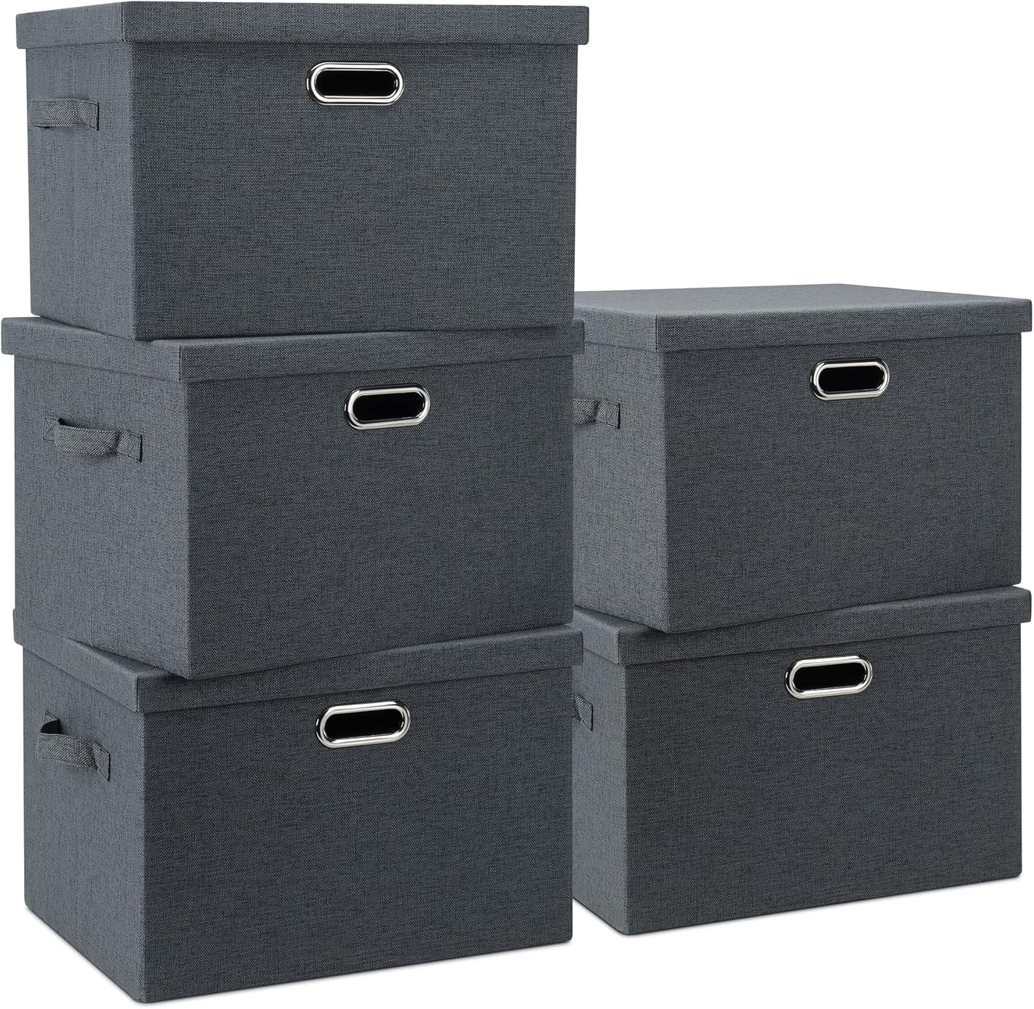 Large 17in Collapsible Storage Bins with Lids for Organizing