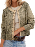 Stylish Leopard Button-Up Cardigan Sweater by Ziesexy for Comfort