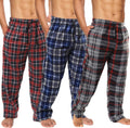 Active Club 3 Pack Mens Fleece Pajama Pants - Cozy Plaid Lounge Shoes