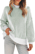 Womens Oversized Colorblock Striped Knit Sweater - Cozy Fall Layer