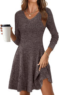 ANRABESS Long Sleeve Ribbed Knit Short Dress - Flattering Fall Sweater