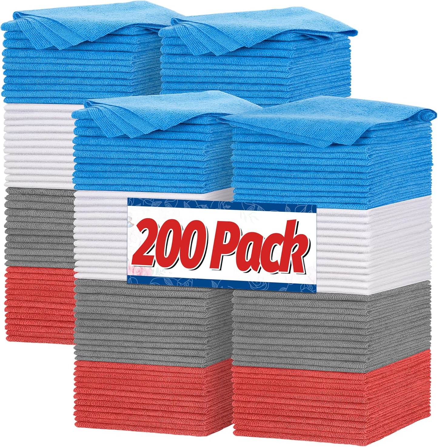 FIXSMITH Microfiber Cleaning Cloths for Cars - 200 Pack