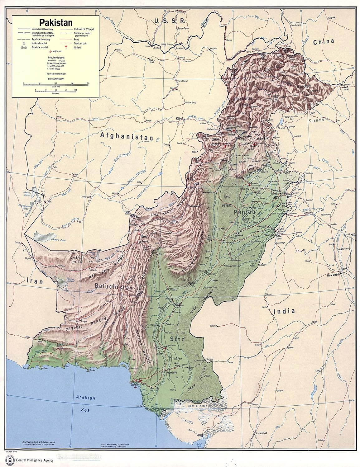 Large Pakistan Map Poster - Detailed Relief Map