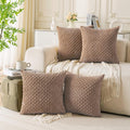 Set of 4 Light Brown Decorative Throw Pillow Covers for Home