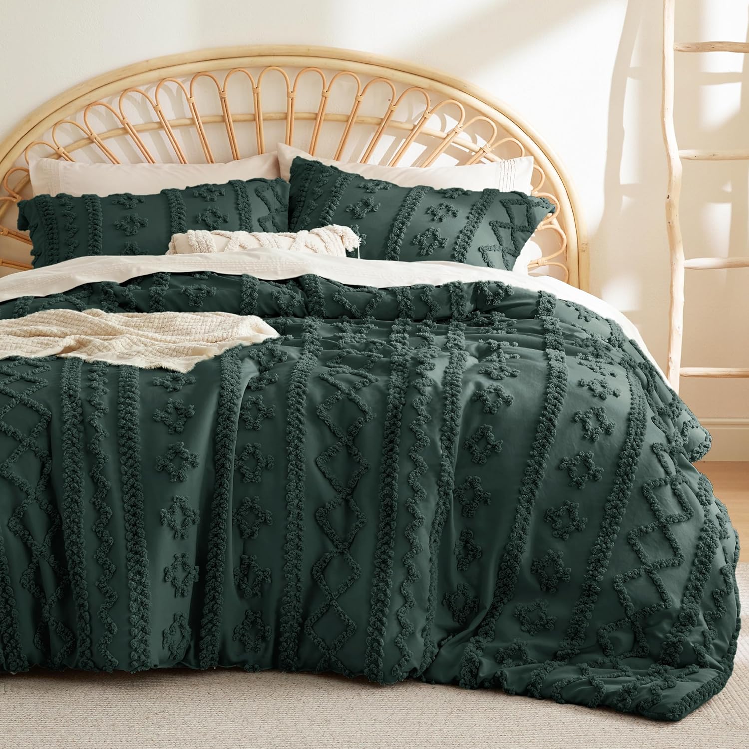 Boho Comforter Set Queen Size - Elegant Tufted Bedding Set