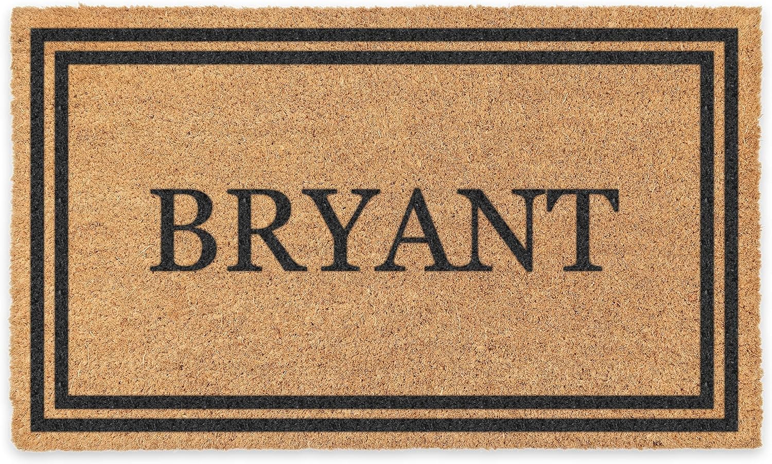 Personalized Black Coir Door Mat with Durable Vinyl Backing